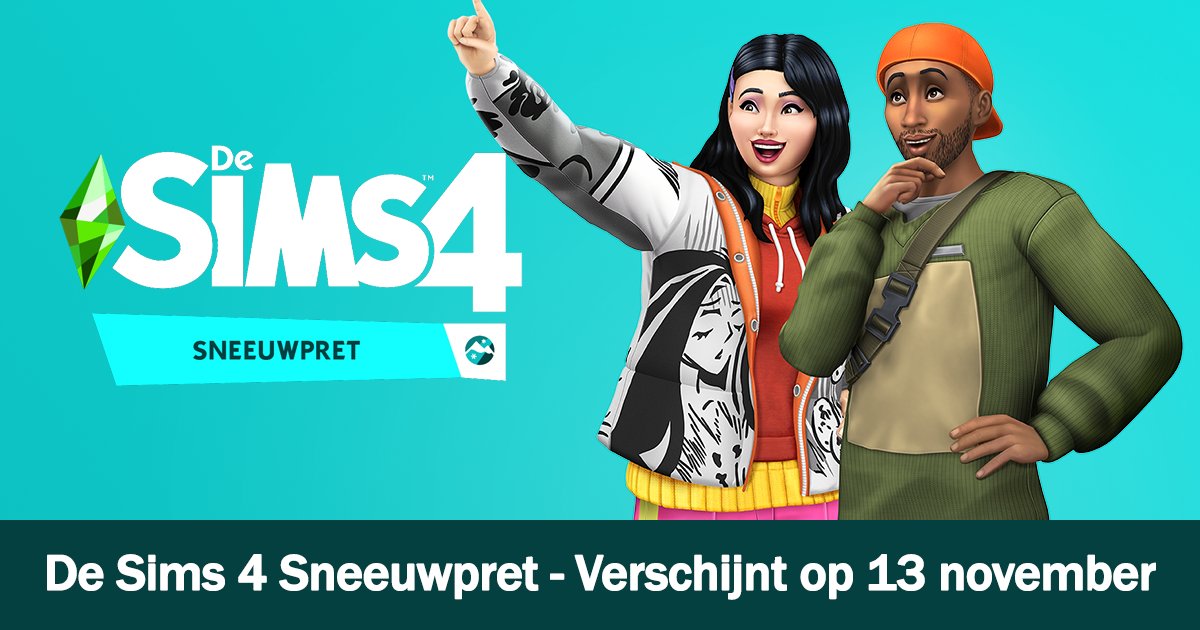 Het aftellen naar de release van De Sims 4 Sneeuwpret is begonnen. Het uitbreidingspakket is vanaf 13 november verkrijgbaar voor PC, Mac, Xbox One en PlayStation 4! Ontdek meer over het spel op onze site. Daar vind je nu ook een afteller! 👉 desims4.com/sims-4-sneeuwp… #sims #sims4