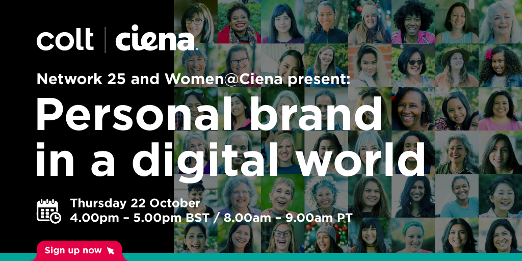 Ciena's tweet photo. Today is the day! If you want to know why personal brand is important in a Covid-19 digital world, register to join us and @Colt_Technology at this online event https://t.co/FT6PlUkthD #ColtTechnology #Ciena #Women@Ciena #WomenInTech #PersonalBrand #WomeninIT https://t.co/SzEiVtHZiy