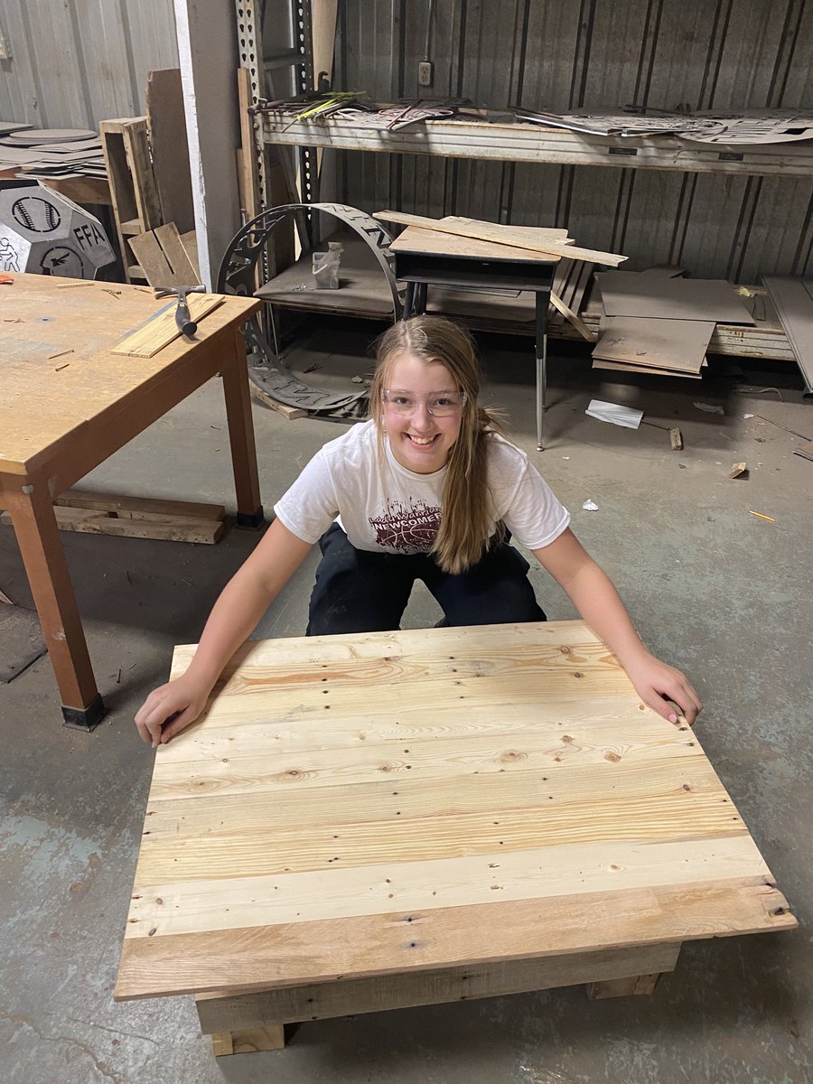 MrSangerCHSTech's tweet photo. Haven’t posted progress from the year. Here are some final products from the safety unit. Recycled pallet projects. @CroftonWarriors https://t.co/A1VSwWQgy2
