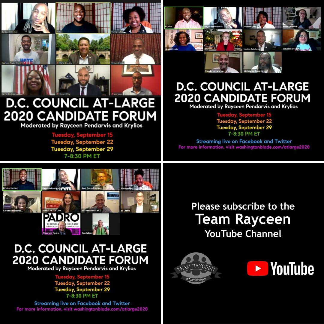TRFYI's tweet photo. DC COUNCIL AT-LARGE 2020 CANDIDATE FORUM
Nights 1, 2, and 3: link below
Plus individual interviews with various candidates.
#DCision20 #DCision2020 #DCStatehood
#DCatLarge #DCCouncil
#Vote2020 #Election2020 #VoteReady
Watch on @TeamRayceen YouTube channel:
https://t.co/rXEYMLql4Y https://t.co/9z9nxCCkhv