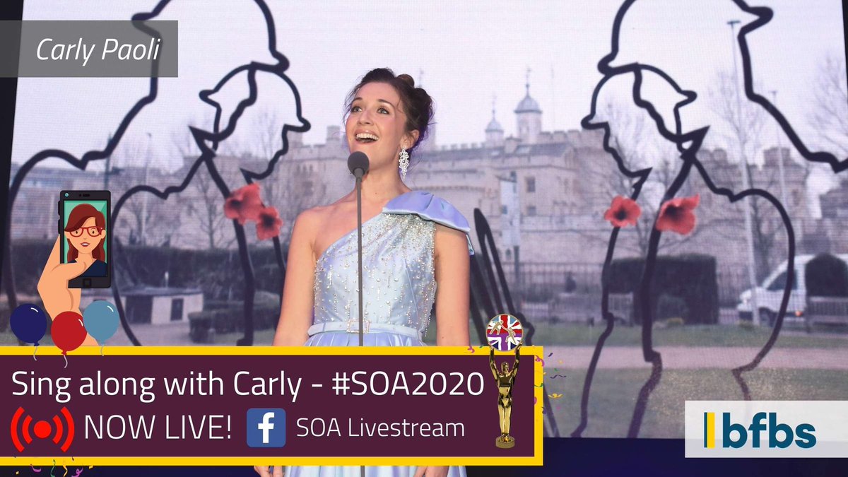 We're going out in style over on the #SOA2020 livestream as our Ambassador for the Arts, and internationally acclaimed soprano @CarlyPaoli leads us in a singalong....#wellmeetagain #SoldieringOnAwards @renkapur @JohnNicholRAF @Rupert_Frere