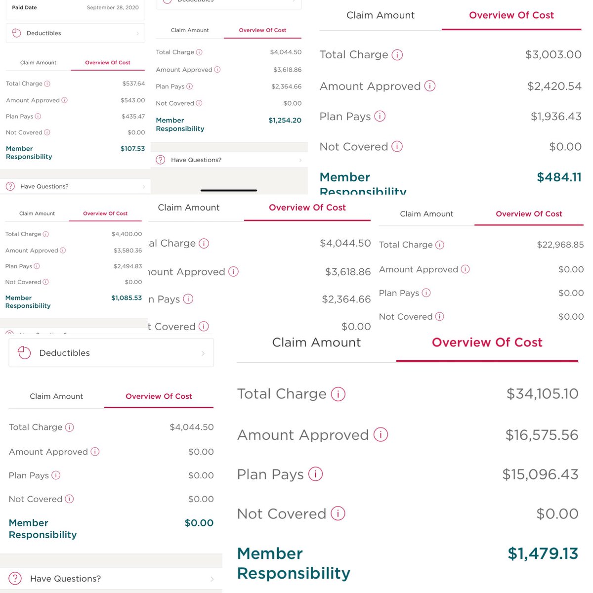 I went back two days later, had another induction (which also failed) & ended up having a csection. Three charges are harder to decipher from my insurance but from what I can tell we’re roughly $30.5K for me & $9k for the baby. 3/N