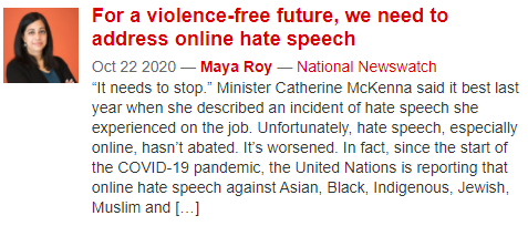 YWCA_Canada's tweet photo. In her latest op-ed featuring our #BlockHate initiative,
@YWCA_Canada's CEO @maya_roy1 highlights why we need to address online hate speech for a violence-free future!
Read it here and RT: https://t.co/irNAnwrKG3
#WeekWithoutViolence2020 #WWV20 #SemaineSansViolence2020 #SSV20 https://t.co/P7vg1jufFG