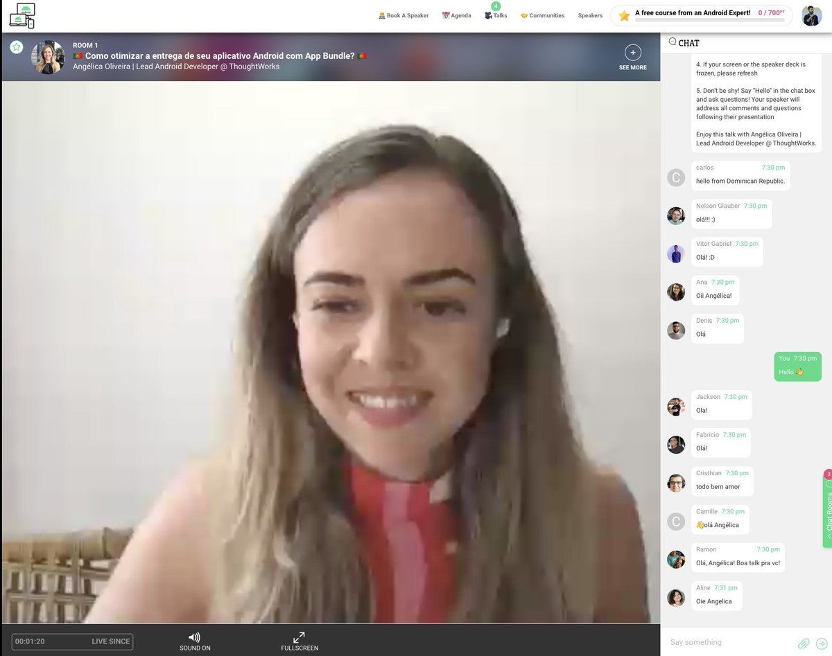 New talk on #LatinAndroidSummit2020 📣

@AngOliveiraa, from @AndroidDevBrOrg
 on 👉 'Como otimizar a entrega de seu aplicativo Android com #AppBundle? '

🙌 Free ticket and live available here: 
…inandroidsummit.virtualconference.com/#/conference/5…