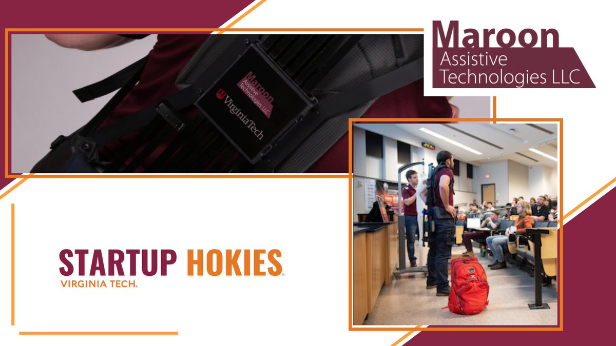 ApexCenterVT's tweet photo. Meet #StartupHokies team Maroon Assistive! This #Hokie led startup's passive exoskeleton assists workers with everyday lifting tasks, reducing back muscle activity by about 30% without motors or electricity. Sign up for their product alpha test here! https://t.co/4cRfhliWzU https://t.co/84QTwYY8Wt