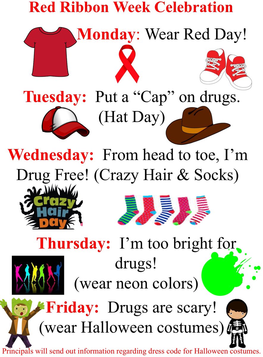 SchoolHampton's tweet photo. 2020 Hampton School District Red Ribbon Week Celebration is October 26 - 30, 2020!  Hampton Elementary and High School are encouraged to participate. https://t.co/gqdXLgUbbP