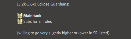 Our Eclipse Guardians (🇺🇸NA 3.2k - 3,6k female only) are searching for players! 

 🛡️ Maintank Mainteam Member
 ✨Substitute tank🛡️, support🌺, and dps🔫 players

If you are interested, join our server and message us about your interest!