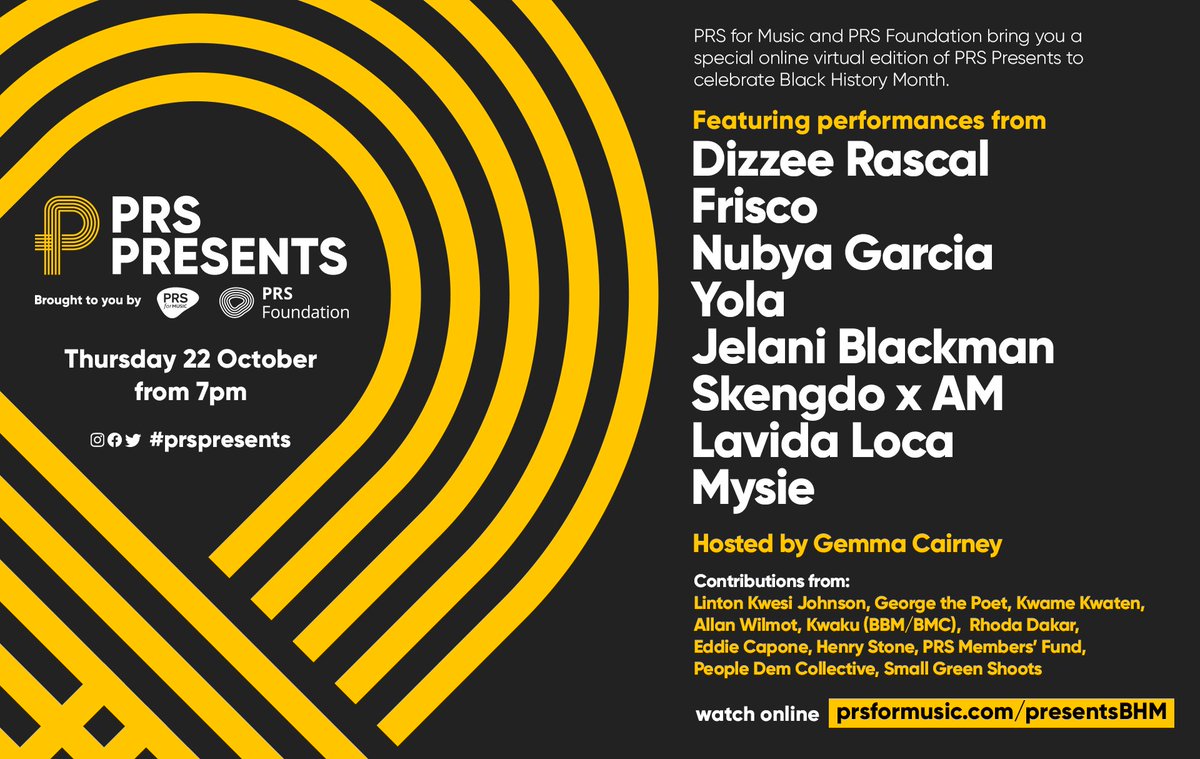 PRSforMusic's tweet image. Join us now for #PRSPresents #BlackHistoryMonth

prsformusic.com/presentsbhm