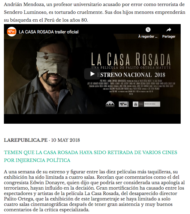 parislima's tweet photo. .@cineaparte ::: La #casa_ROSADA, una película de #Palito_Ortega Matute [#Trailer] #película_peruana #apología_al_terrorismo #Sendero_Luminoso #profesor #Ayacucho #Historia #Perú #Cine_Peruano https://t.co/OhIv2hz3AJ https://t.co/SsCXn2e70c