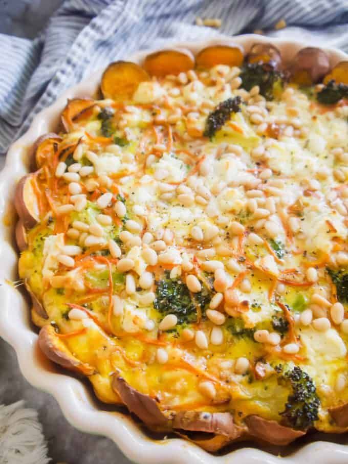 PerchanceToCook's tweet image. This Carrot, Broccoli, Pine Nut and Goat Cheese Quiche with a Sweet Potato Crust is my all time favorite quiche. The flavor combination of everything is unreal! I love eating it with a side salad for lunch or dinner. NOM.

perchancetocook.com/carrot-broccol…