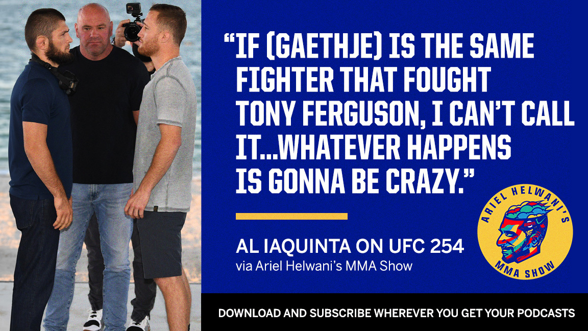 Does @JustinGaethje have a shot at taking down the undefeated @TeamKhabib at #UFC 254? The only man to ever take Khabib to five rounds tells our @arielhelwani in the latest podcast.
🔊👉🏾 : https://t.co/eR9EwLJ4Jr https://t.co/uTsB0JpIdl