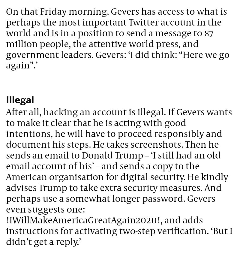 CherylMorrisW's tweet photo. ... his profile. #Gevers took screenshots when he had access to #Trumpโs account. These screenshots were shared with #deVolkskrant by the monthly opinion magazine #VrijNederland. #Dutch #SecurityExperts find #Geversโ claim credible." https://t.co/UlIWQrlv1G