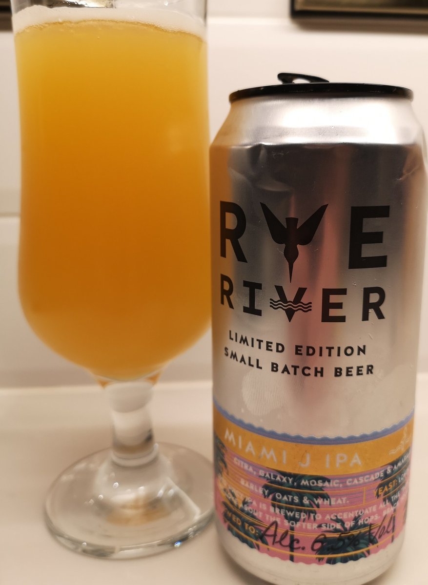TheIrishWino's tweet photo. Easing into the first #ThirstyThursday of Lockdown pat II with this delicious @ryeriverbrewing Miami J IPA. 
A Medal winner at this year's World Beer Awards for Best American Style IPA. Beautiful fruity, soft Ltd Edition. 👌 https://t.co/6H5oVzROw1