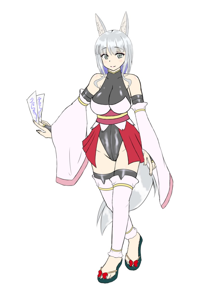 息抜きにバーっと好きな感じに獣耳退魔巫女をば。イメージは銀狐。何百年も生きている凄い御方。妖にも何か非道な裏組織にも絶対に負けない。たぶん。めいびー。 