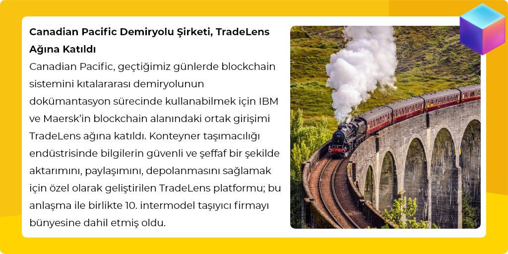 GenesisBchain's tweet photo. Canadian Pacific Demiryolu Şirketi, TradeLens Ağına Katıldı  🚂

🔗Daha fazlası için mail bültenimize https://t.co/lnK9gBfgcz adresinden abone olabilir, dünya genelindeki blockchain gelişmelerini takip edebilirsiniz🔔 https://t.co/rzESzBDxVh