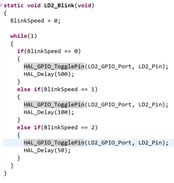 A very simple LED blinky for the STM32-F030R8. It's just the relevant bits of the standard code on the device.Let's see what this looks like in various disassemblers/decompilers!