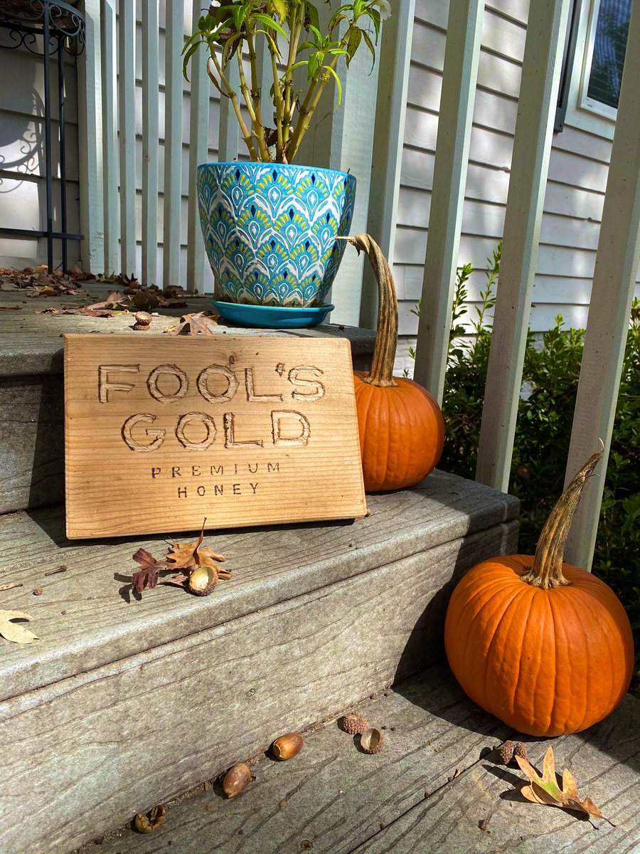 mr_chrisharmon's tweet photo. My youngest brother owns an apiary - he harvests honey - cool stuff - here’s a pic of a sign I made for him to put in his retail location near Winston Salem, NC.  Check him out if you want some top notch honey - it’s called Fools Gold Honey 🍯 he does online orders #woodworking https://t.co/OsKDClLXyi