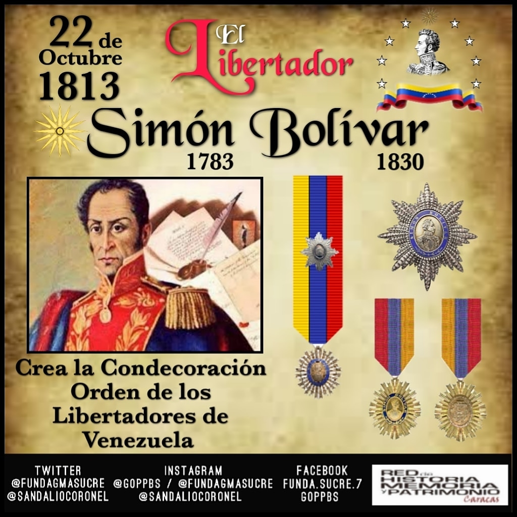 Fundación Sucre Biblioteca. La Orden de los Libertadores de Venezuela, instituida por el Libertador Simón Bolívar en 1813, para honrar los talentos y virtudes de los militares venezolanos...
instagram.com/p/CGpeMxUhKqn/…
#Venezuela #Caracas #Efemérides #historia #SimónBolívar #fanb