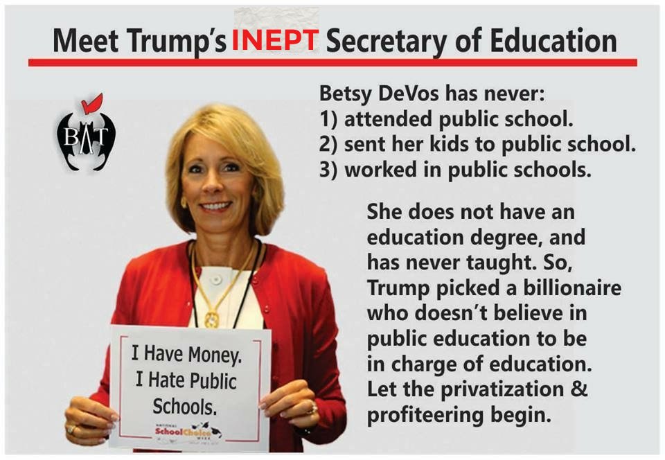 TeriMcGill's tweet image. GOOD! She is the WORST!
#DeVosMustGo #FireDeVos #BetsyDeVosStupid #UNFIT #UnfitForOffice #BetsyDeVosUnqualified #Unqualified #Incompetent #IncompetenceKills #Disgraceful