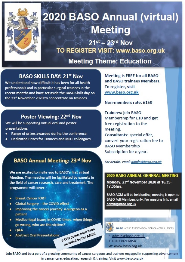 BASO_ACS's tweet photo. Join us for the 2020 BASO Annual (virtual) Conference. To register, visit https://t.co/Mv2DwzlQ2O https://t.co/b9izuD4D6y
