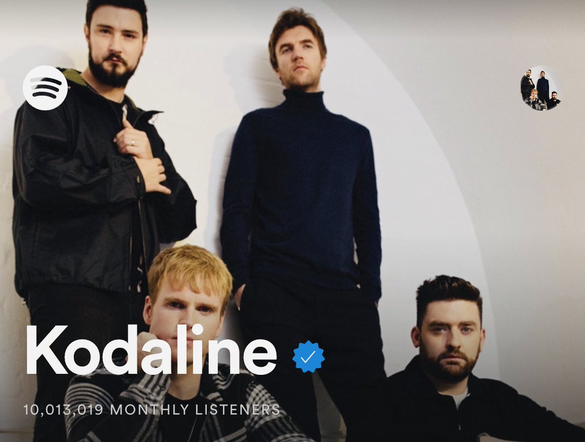Kodaline's tweet photo. First time hitting 10 million monthly listeners on @Spotify Thank you all so much for being sound ❤️ VSMJ https://t.co/4joNJckqiV