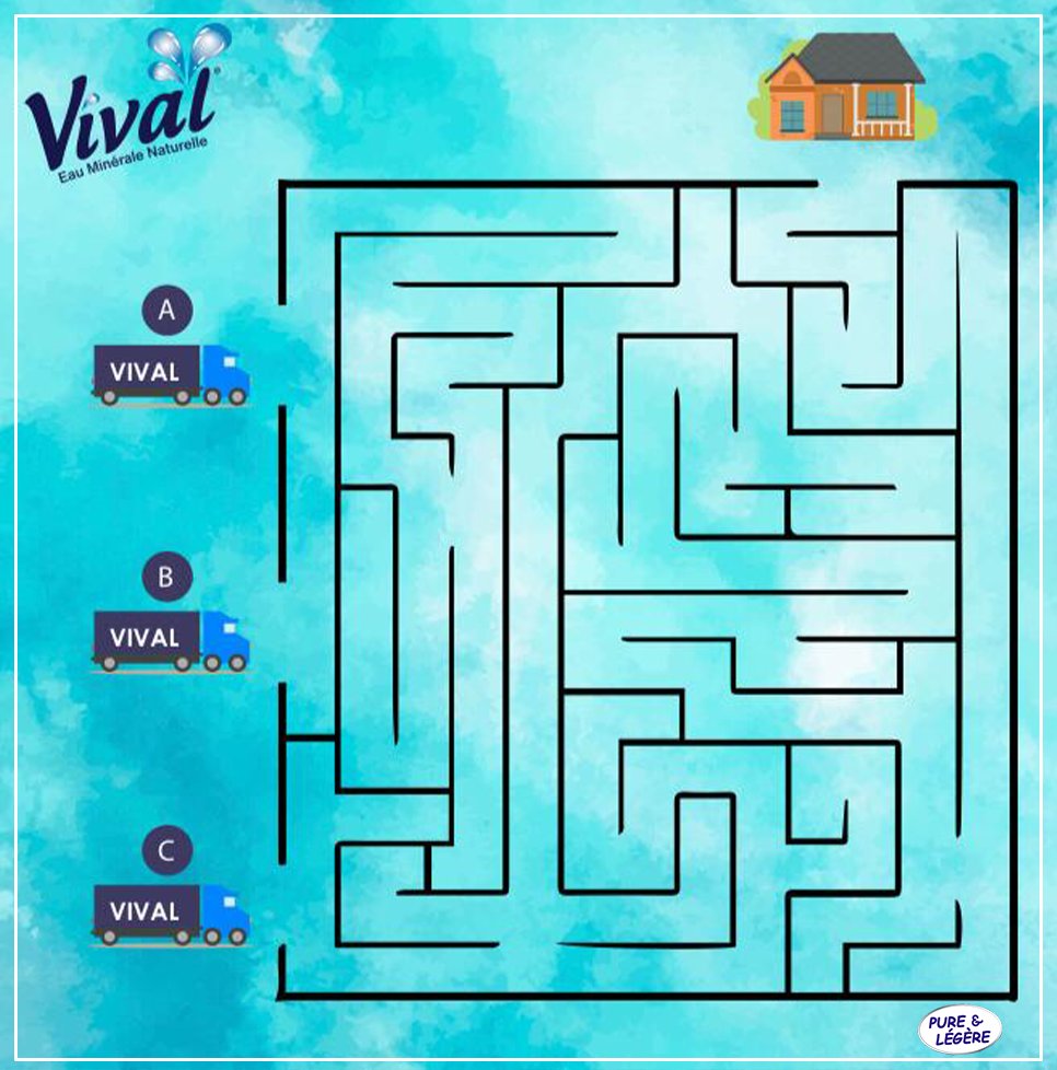 VivalCongo's tweet photo. [VIVAL GAME PROMO PACK VIVAL 🇨🇬] 

🎮  Saurez-vous identifier le véhicule capable d’effectuer la livraison de la commande d’eau minérale naturelle VIVAL de l’autre côté du Labyrinthe ?

BONNE CHANCE
. 
. 
#jeu #VivalGame #eauvival #vival #vivalcongo https://t.co/16xqflpGdv