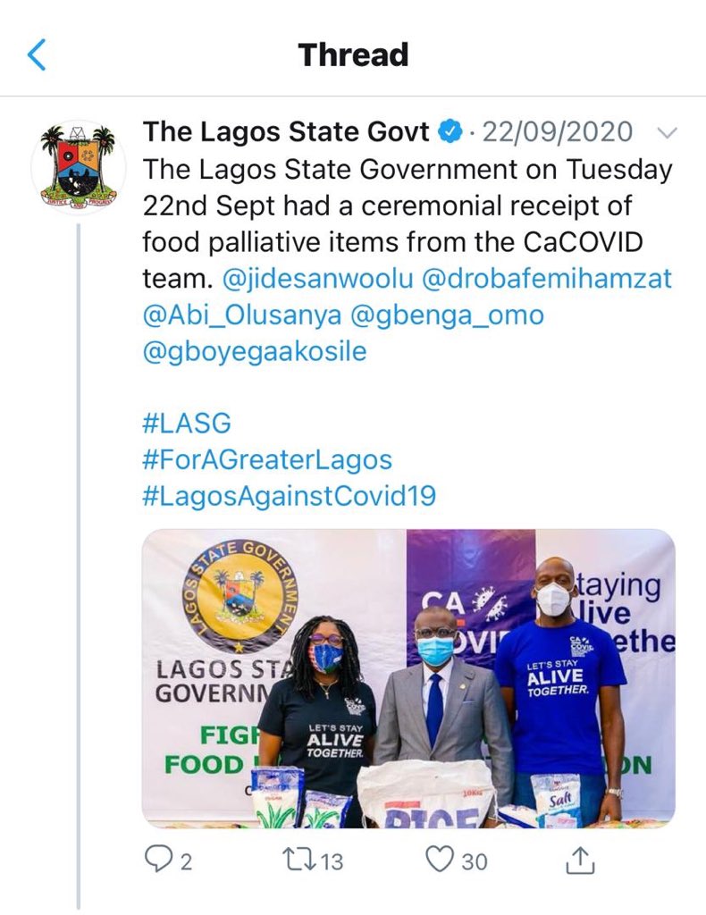 lolyk's tweet photo. Pls guys verify before tweeting. Those palliatives were just received last month and were being distributed. https://t.co/2yd44yw2Lj