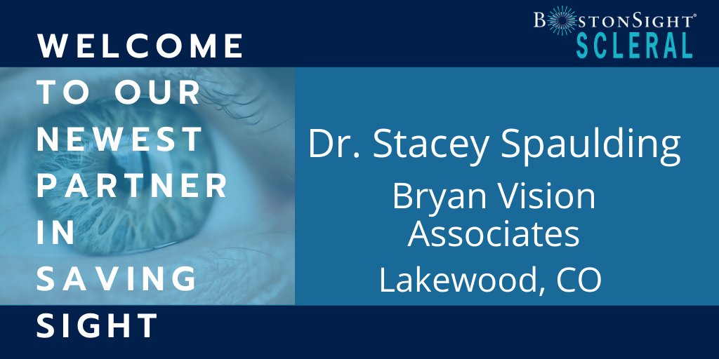 Please welcome Dr. Stacey Spaulding and #BryanVisionAssociates to the BostonSight SCLERAL network.  Dr. Spaulding is ready to help you with your ocular surface disease challenges. 
bryanvisionassociates.com
#bostonsightscleral #savingsight #restoringsight