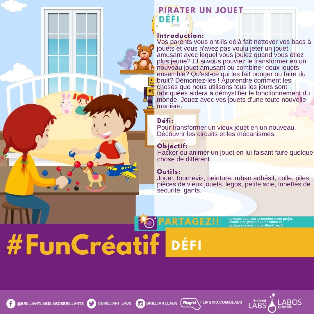 labos_creatifs's tweet image. Bonjour chers créateurs! À une semaine de l’Halloween, notre activité FunCréatif vous inspirera pour notre défi Piratage Effrayant!  N’oubliez pas de partager vos créations effrayantes avec nous! #PiratageEffrayant #FunCréatif
projects.brilliantlabs.ca/proj…/nl3YI3cgCHw6sLOyDw0Q