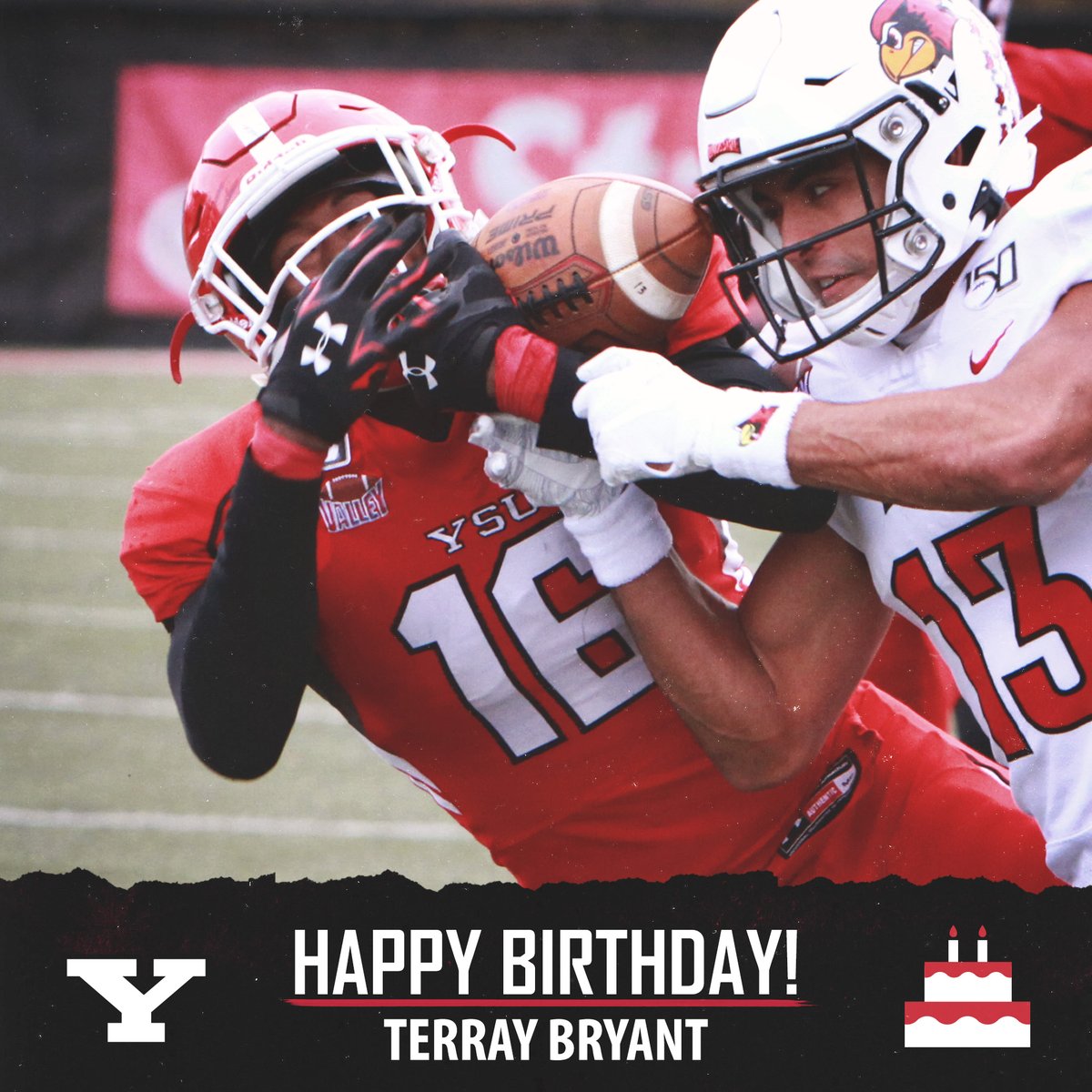 YoungstownStFB's tweet photo. Happy Birthday to senior linebacker Terray Bryant! 🎂🎉

The Atlanta, Ga., native has played in 28 games during his YSU career. He had a career-best 46 tackles and two interceptions in 2019.  🐧🏈

#GoGuins https://t.co/6lk8aWLuDc