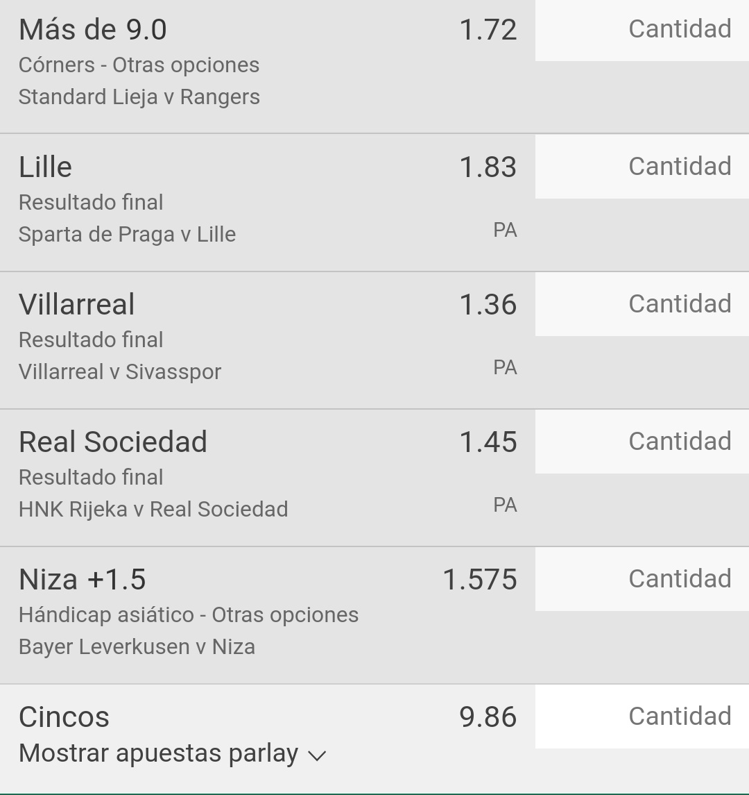 Buen día, vamos con 3 picks oficiales para #EuroLeague y dejo 2 parlays para intentar hoy. 🤞🍀
📍Celtic vs Milan
📌Milan mas de 1 gol (1.83) 2%
📍Sparta vs Lille
📌Lille ML (1.83) 1.5%
📍Standard L vs Rangers
📌Mas de 9 corners (1.72) 1.5 %
#FreePicks https://t.co/UZ8qVGs4T5