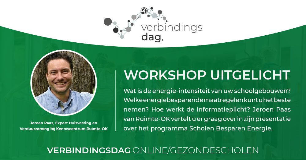 Wat is de energie-intensiteit van uw schoolgebouwen? Welke energiebesparende maatregelen kunt u het beste nemen? Hoe werkt de informatieplicht? Jeroen Paas van Ruimte-OK vertelt u er graag over. Meld je GRATIS aan via: hopin.to/events/verbind…