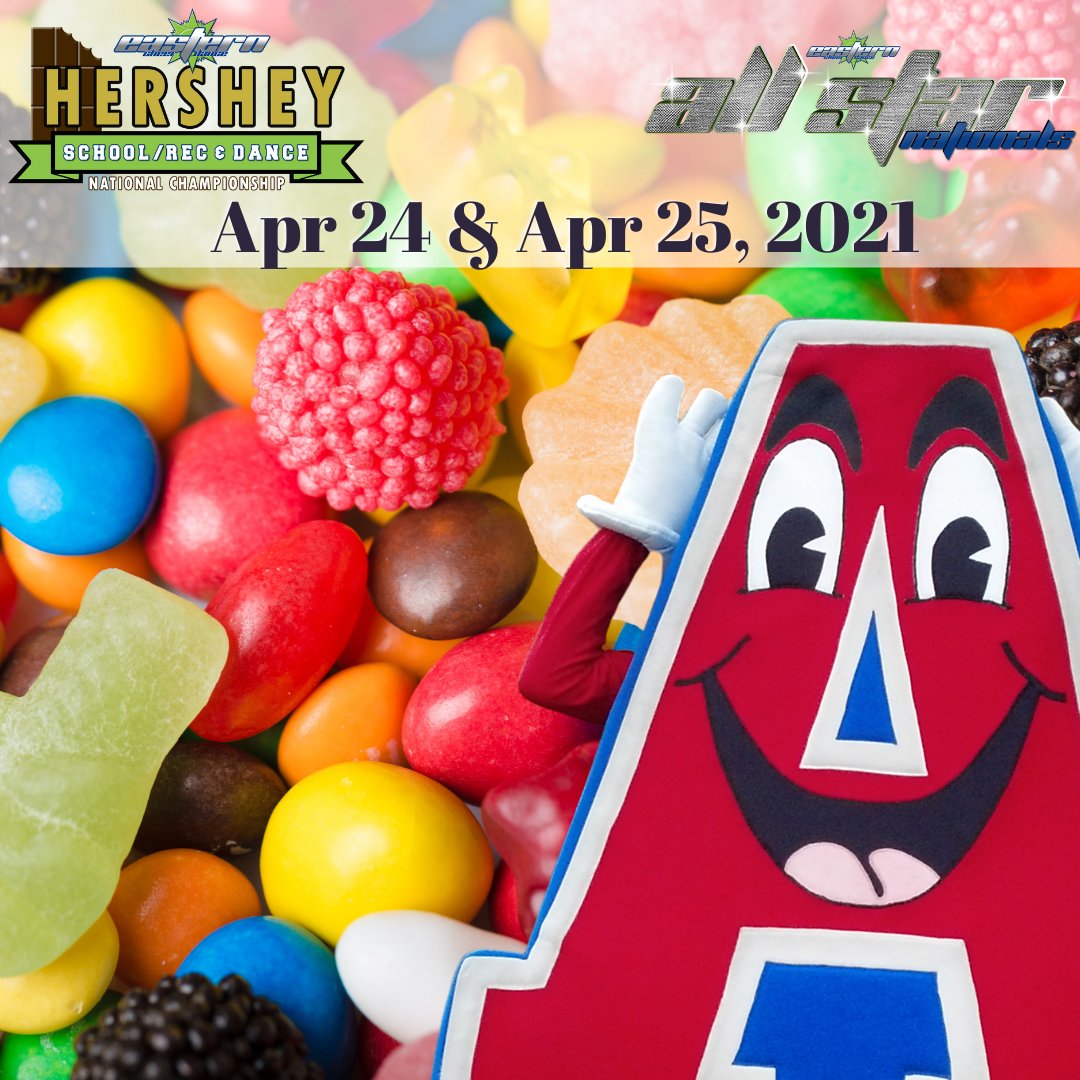 Skittles, Gummy Bears, and Jelly Beans oh my!!! All this candy is making us think of Eastern's pinnacle event of the year, Hershey Nationals!!! Hailed as the sweetest competition on earth - sign your teams up today! #GetonthePath #RecCheer #SchoolCheer #Dance #DanceLife #Allstar https://t.co/CpNzrtGZcO