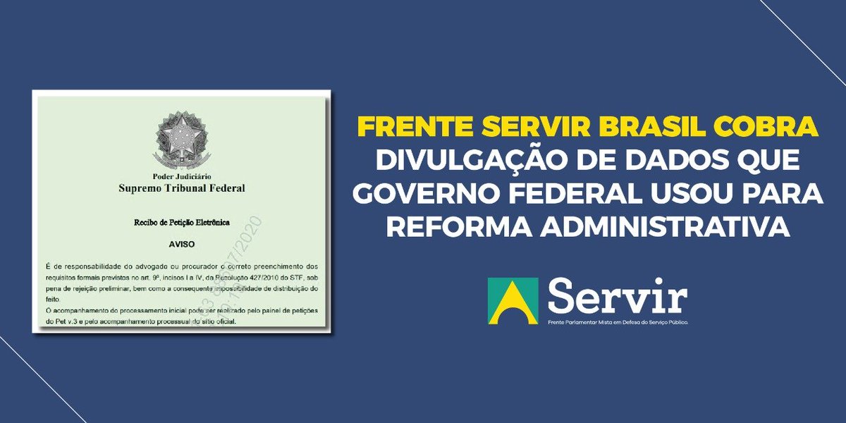 Petição que foi protocolada no <a href="/STF_oficial/">STF</a> pede suspensão da tramitação da PEC 32/2020, da Reforma Administrativa, até que dados sejam divulgados.

Confira: bit.ly/3ohafAw