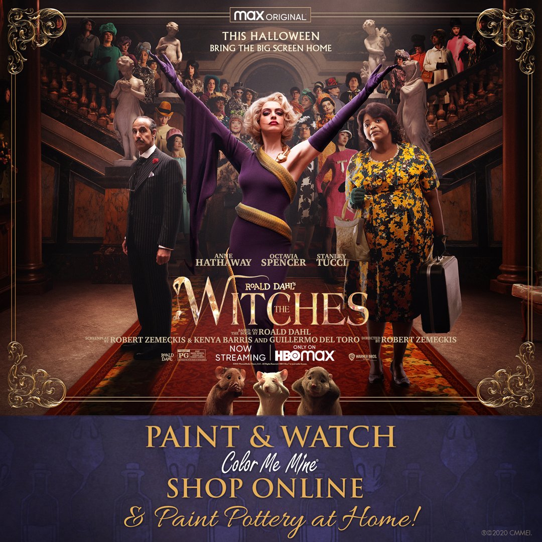 ColorJax's tweet image. Round up your witches and let's PAINT &amp;amp; WATCH #TheWitchesMovie now streaming on @HBOMAX! 

#potterypainting #proudpartner