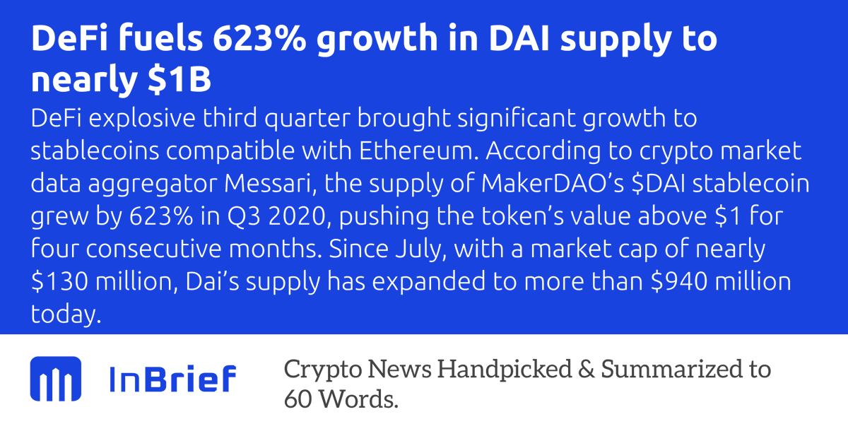 inbriefapp's tweet photo. #DeFi $DAI https://t.co/414tSWSjHe