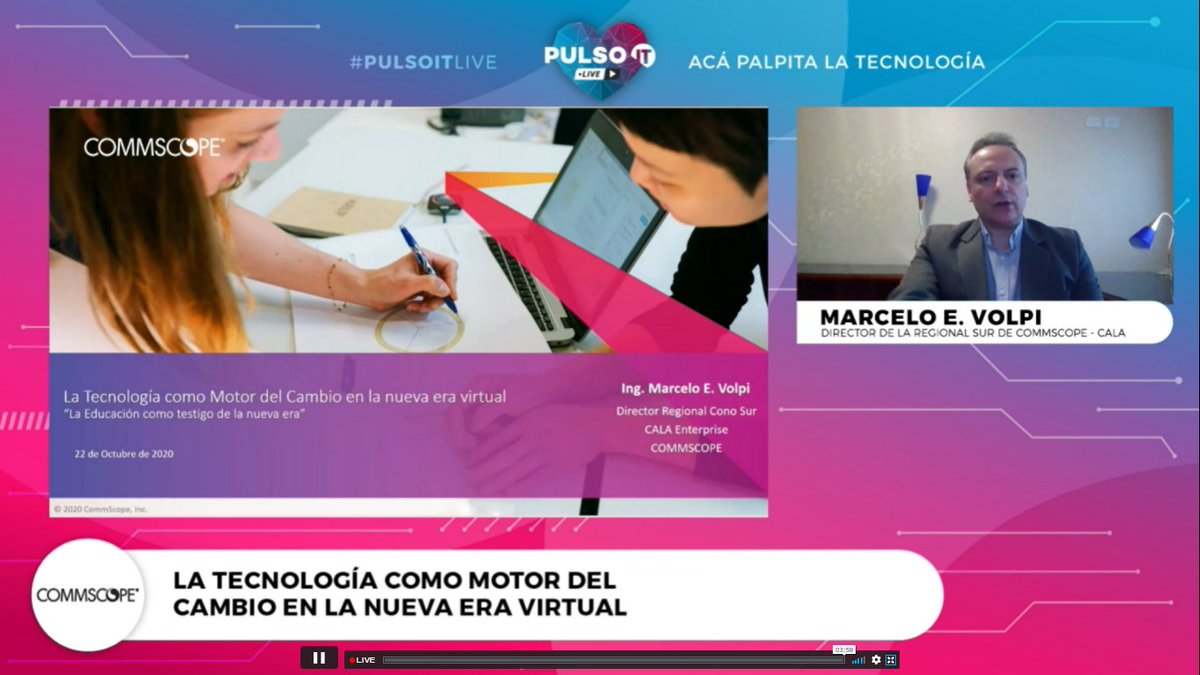 Red_In_Tech's tweet image. La tecnología como motor del cambio en la nueva era virtual desde la mirada de @CommscopeLATAM en @pulsoit 

live.pulsoit.com.ar/commscope/

#BetterTogether #CommScopeCALA #runsoncommscope #pulsoit #pulsolive