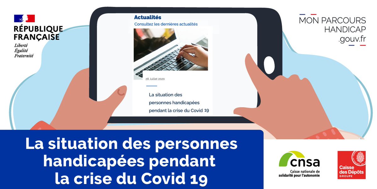 Caisse des Dépôts (@caissedesdepots) on Twitter photo La situation des personnes handicapées pendant la crise du #Covid_19, la phase 3 de l’enquête <a href="/Agefiph_/">Agefiph</a> & <a href="/IfopOpinion/">Ifop Opinion</a> 📰#àlire sur 👉monparcourshandicap.gouv.fr/actualite/le-v…
#MonParcoursHandicap, une plateforme développée par <a href="/caissedesdepots/">Caisse des Dépôts</a> avec <a href="/CNSA_actu/">CNSA</a> pour @handicap_gouv La situation des personnes handicapées pendant la crise du #Covid_19, la phase 3 de l’enquête <a href="/Agefiph_/">Agefiph</a> & <a href="/IfopOpinion/">Ifop Opinion</a> 📰#àlire sur 👉monparcourshandicap.gouv.fr/actualite/le-v…
#MonParcoursHandicap, une plateforme développée par <a href="/caissedesdepots/">Caisse des Dépôts</a> avec <a href="/CNSA_actu/">CNSA</a> pour @handicap_gouv