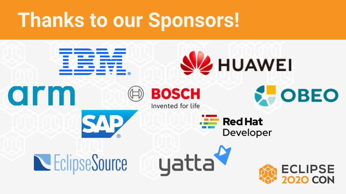 That’s a wrap! Thank you to everyone who attended #EclipseCon 2020! Be sure to drop by our sponsor booths in the Exhibitor section and thank the supporters who made the conference possible! hubs.la/H0y5SQF0