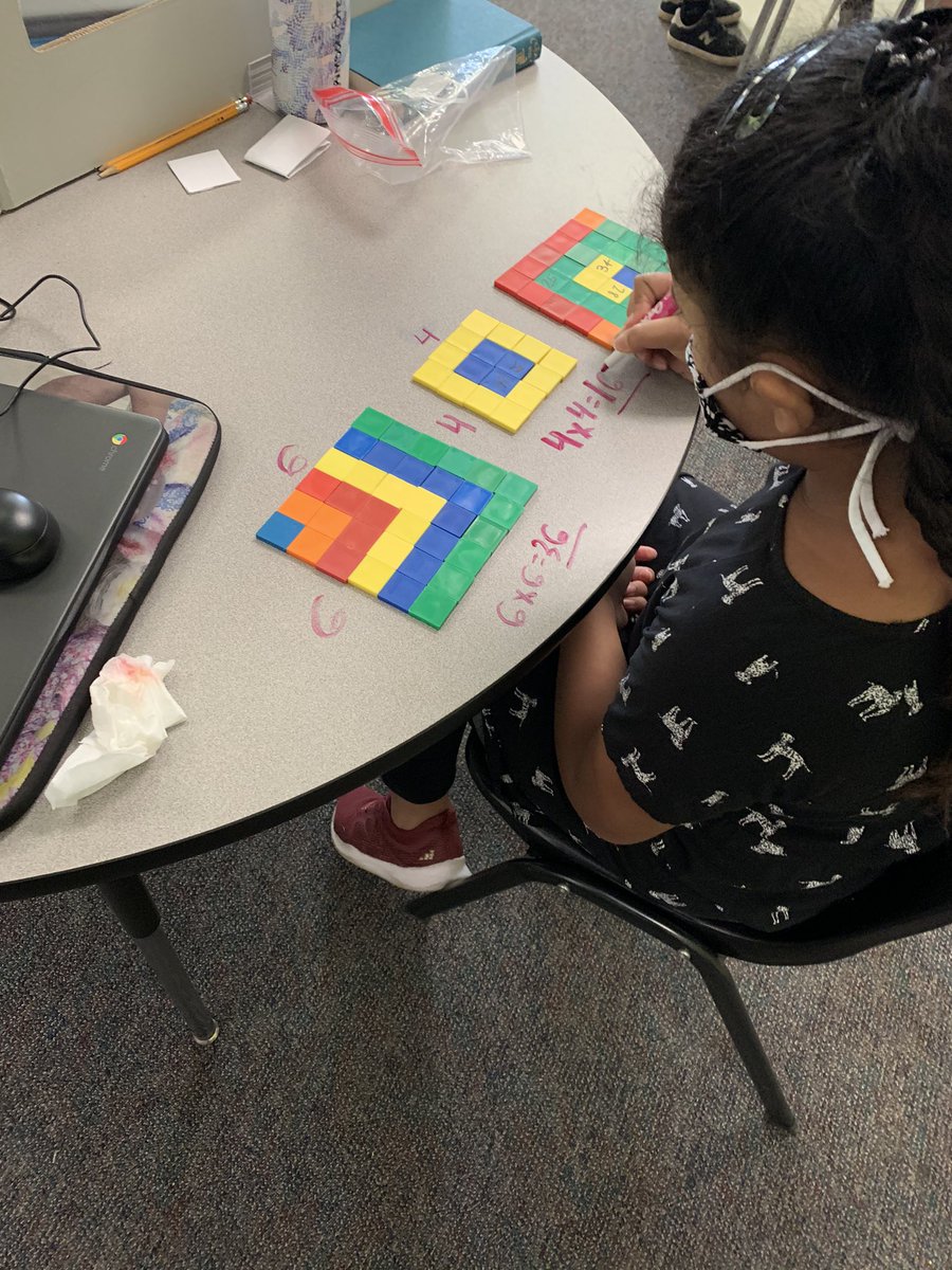 Exploring square numbers using tiles #teamtrace #math <a href="/TraceElem/">Trace Crossings Elem</a> @CannonKids4