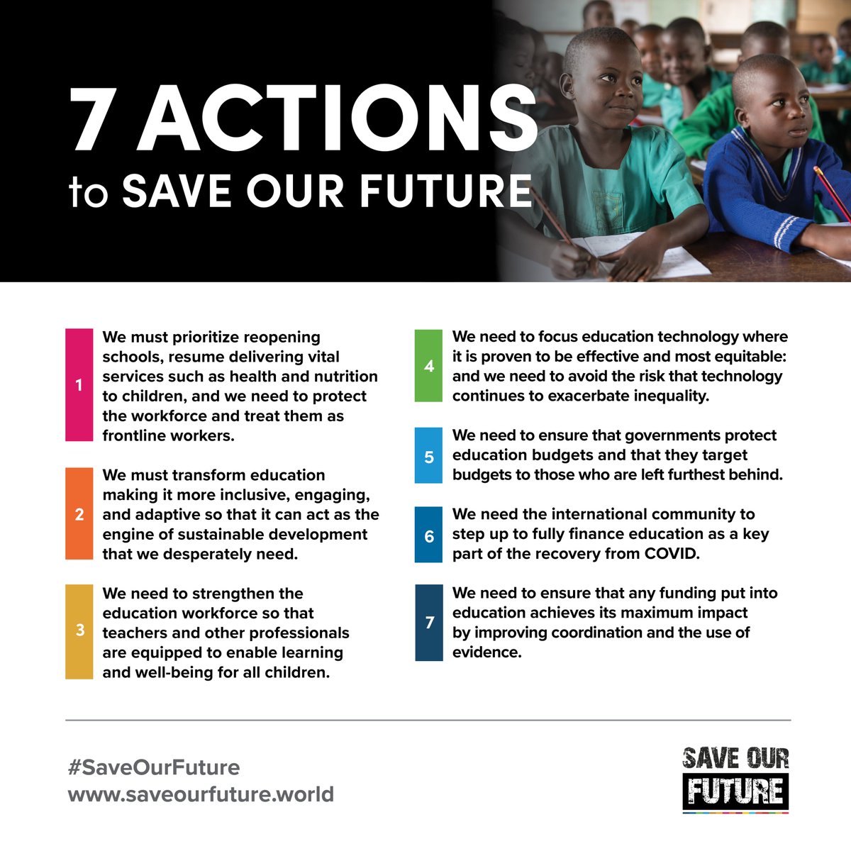 cleoblackman's tweet photo. We are in the midst of a learning crisis
that could soon turn into a catastrophe! Read the
@SaveFutureNow White Paper to see what the
world can do to change this and #SaveOurFuture with seven actions. https://t.co/KPO6MgKKK6