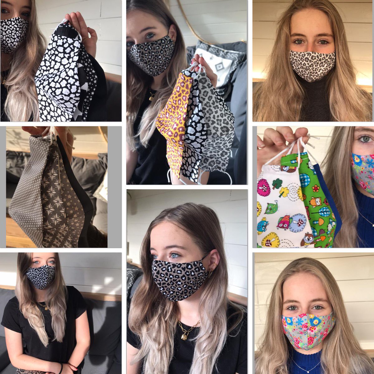 FixitAnnen's tweet photo. Bij Fix it verkrijgbaar wasbare mondkapjes effen en trendy prints,  zoals anneroeltjes 🦉 panterprint🐆 sterren🌟 https://t.co/99ed0CJMwl