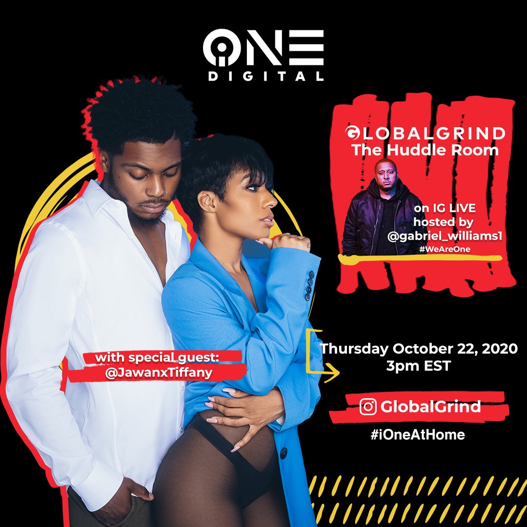 jawanxtiffany's tweet image. Be sure to check us out on @GlobalGrind's #IGLive series '#TheHuddleRoom' hosted by @Gabriel_Will2 TODAY 10/22 at 3:00 pm EST! Tune in! 🧡