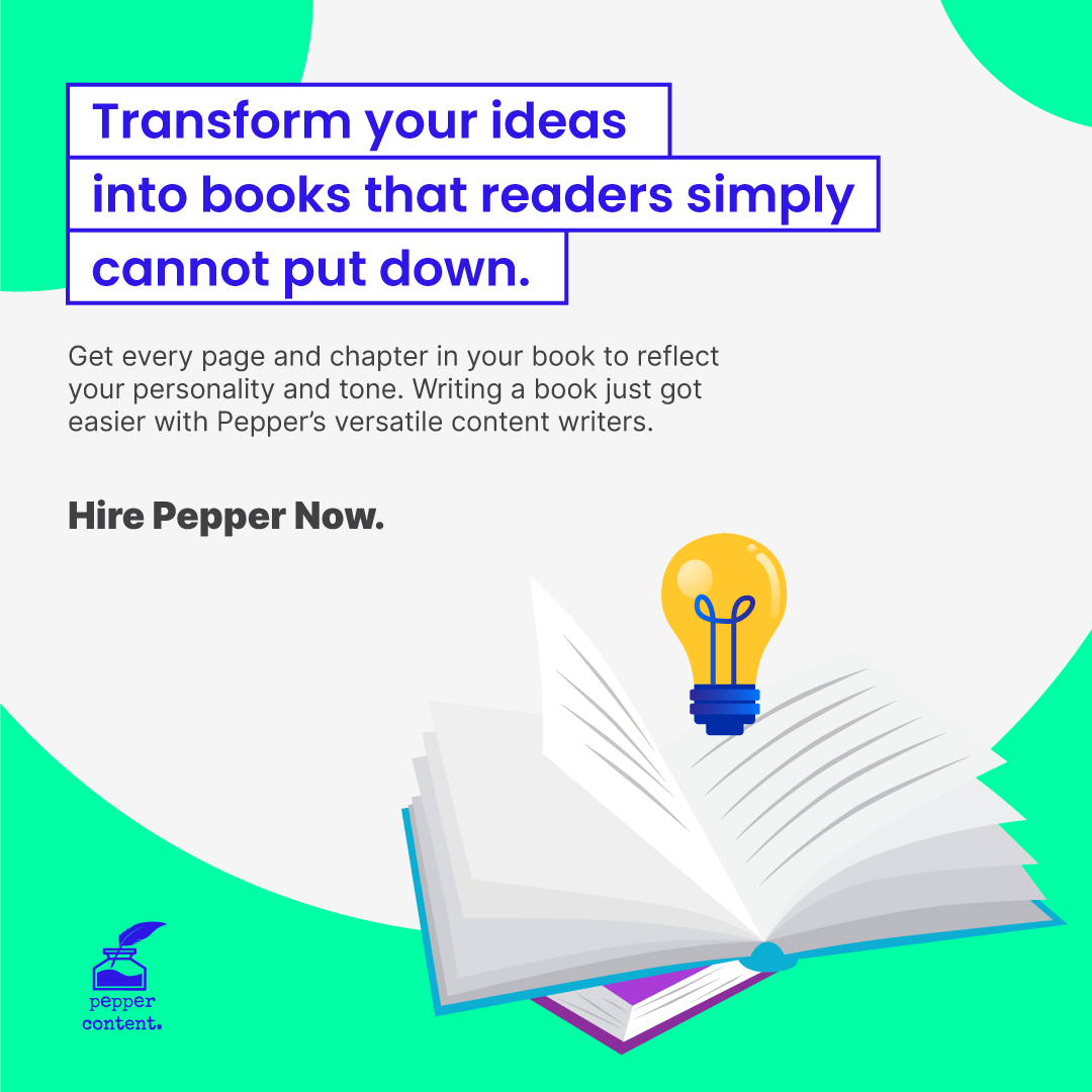 Pepper_Content's tweet photo. From ideation, layout, formatting to publishing. When we say 'complete book writing services', we mean it.
#bookwriting #bookwritingservice #cotentwriting https://t.co/FyO9zYSJwB