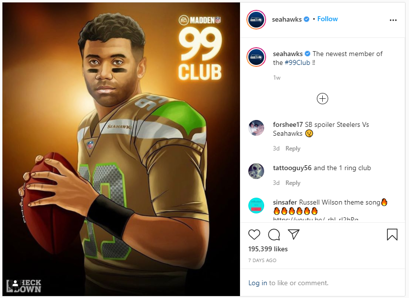 Platform by platform, there was a different partner on top of each:•  @budlight continues to lead TW thanks to seasonal campaigns•  @EAMADDENNFL led IG thanks to the promotion of  @DangeRussWilson joining the 99 Club•  @pepsi led FB thanks to  @dallascowboys &  @Giants(2/8)