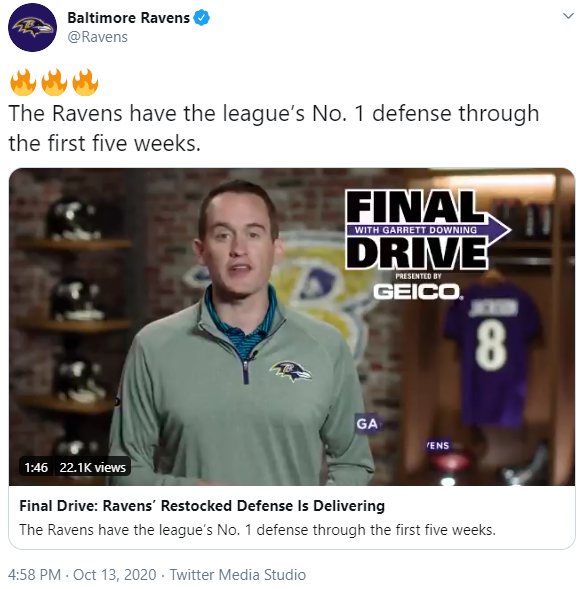 When it comes to # of sponsored posts, outside of Bud Light, AT&T, & Pepsi,  @GEICO did more than any other partner.Working w/ 12 teams this week, they sponsored video series, quotes of the game, & were game entitlement partners. The most value came from  @Ravens.(3/8)