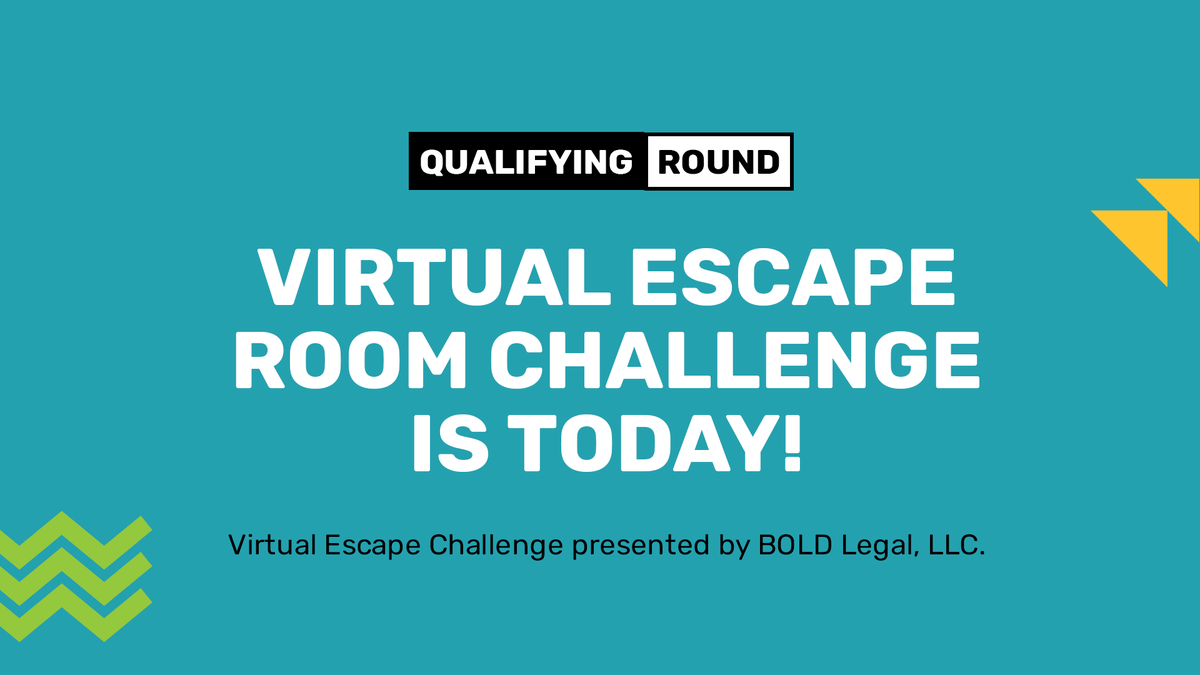 playingtoraise's tweet photo. It's time for round 3! Today is the Virtual Escape Room Challenge sponsored by BOLD Legal, LLC. Teams, be sure to check your email for all your info, zoom link, and rules! https://t.co/4pETbszBfO
