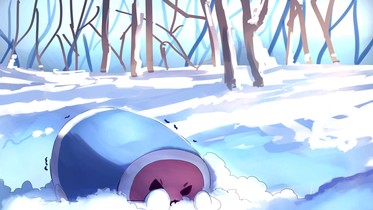 snow no humans outdoors tree trembling pokemon (creature) day  illustration images