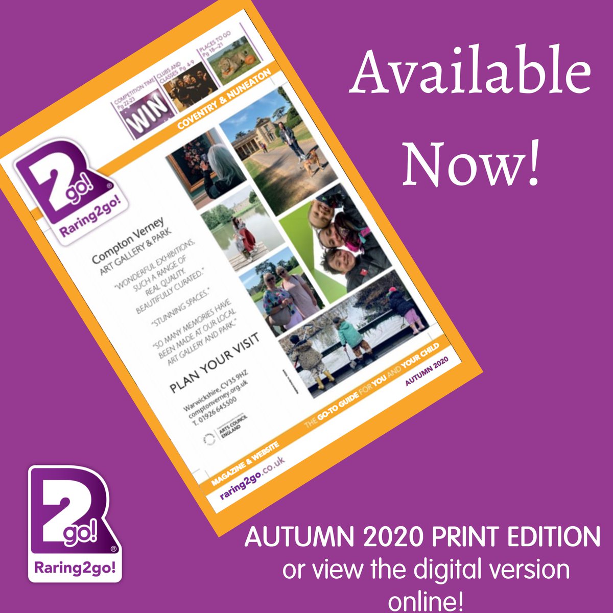 The Autumn magazine is out now! Did it come home in the book bag? If not, the digital version is available on the website or click on the link: ow.ly/wzT150BZOYC
#raring2go #autumn #childrensactivities #halfterm #octoberhalfterm #families  #gotoguide  #coventry #nuneaton