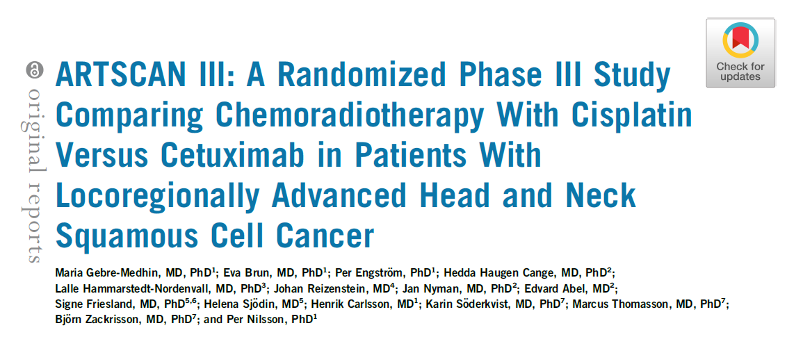 PBlanchardMD's tweet photo. Another trial showing superiority of cisplatin over cetuximab as radiosensitizer for head neck cancer (mostly #HPV p16 oropharynx). 

@ 3 yrs, OS 88% vs 78% ( HR 1.63; p=.086), and locoreg failures 23% vs 9% (p=.0036). 

Congrats to ARTSCAN III team: https://t.co/VQGEECJRNd https://t.co/gvXD3hEGJq